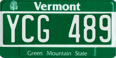VT license plate YCG489