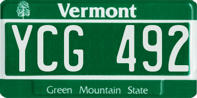 VT license plate YCG492