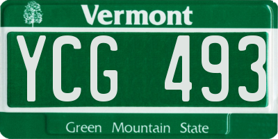 VT license plate YCG493