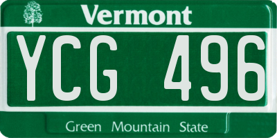 VT license plate YCG496