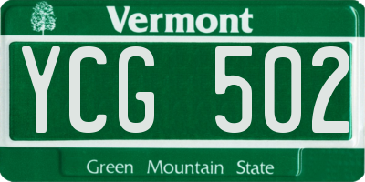 VT license plate YCG502