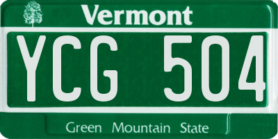 VT license plate YCG504