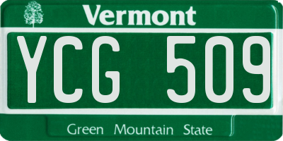 VT license plate YCG509