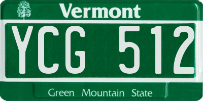 VT license plate YCG512