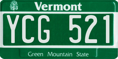 VT license plate YCG521
