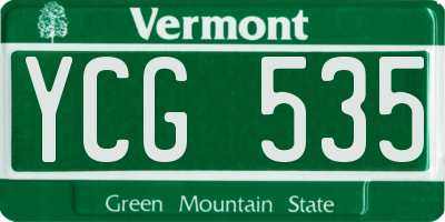 VT license plate YCG535
