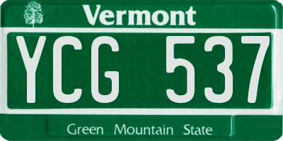 VT license plate YCG537