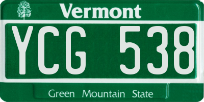 VT license plate YCG538