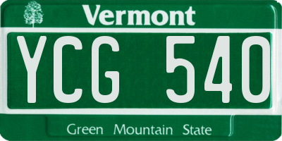 VT license plate YCG540