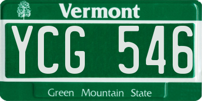 VT license plate YCG546