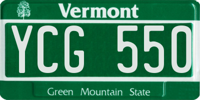 VT license plate YCG550