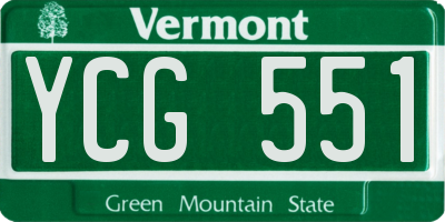 VT license plate YCG551