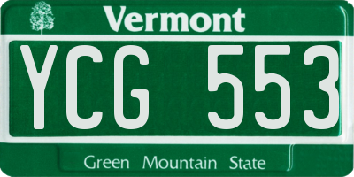 VT license plate YCG553
