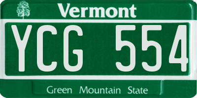 VT license plate YCG554