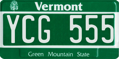 VT license plate YCG555
