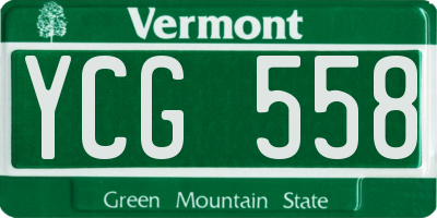 VT license plate YCG558