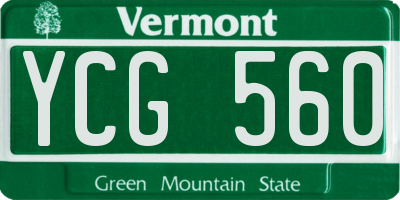 VT license plate YCG560