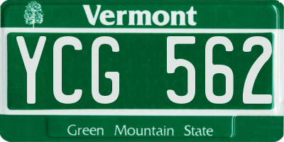VT license plate YCG562