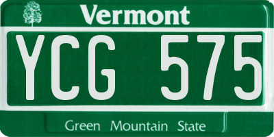 VT license plate YCG575