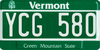 VT license plate YCG580
