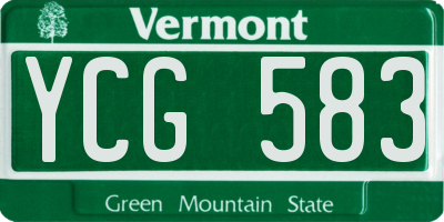 VT license plate YCG583
