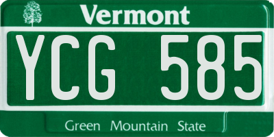 VT license plate YCG585