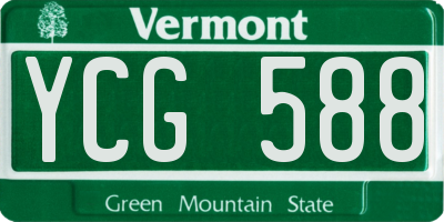 VT license plate YCG588