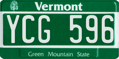 VT license plate YCG596