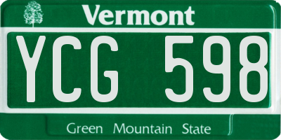 VT license plate YCG598