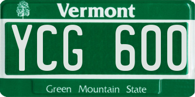 VT license plate YCG600