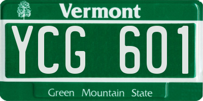 VT license plate YCG601