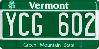 VT license plate YCG602