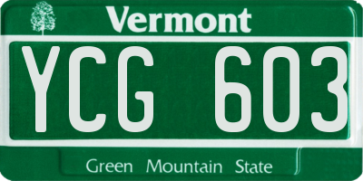 VT license plate YCG603