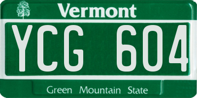 VT license plate YCG604