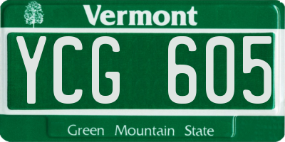 VT license plate YCG605