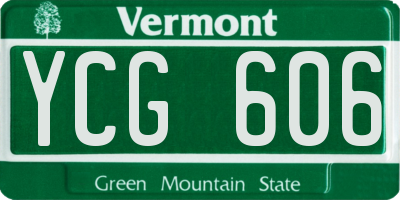 VT license plate YCG606