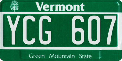 VT license plate YCG607