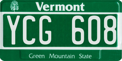 VT license plate YCG608