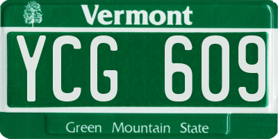 VT license plate YCG609
