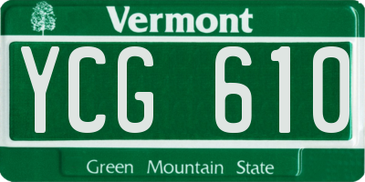 VT license plate YCG610
