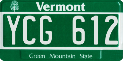 VT license plate YCG612