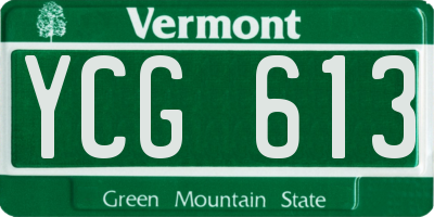 VT license plate YCG613