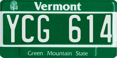 VT license plate YCG614