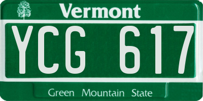 VT license plate YCG617