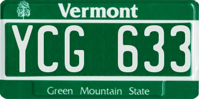VT license plate YCG633