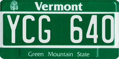 VT license plate YCG640