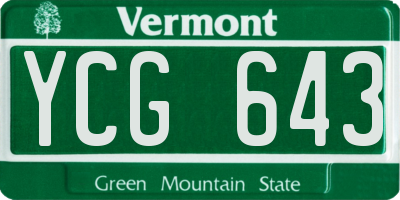 VT license plate YCG643