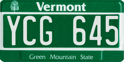 VT license plate YCG645