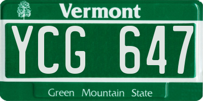 VT license plate YCG647