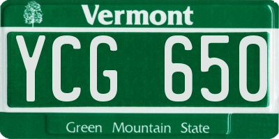 VT license plate YCG650